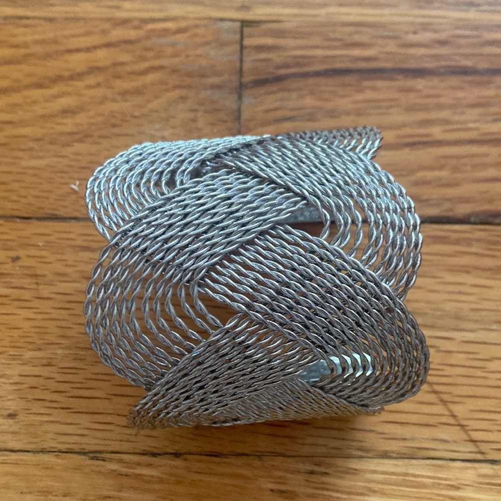 Large Metal Woven Bangle Bracelet